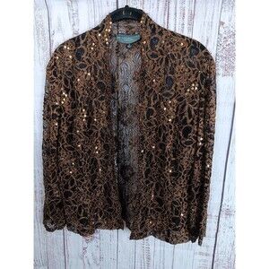 km collections Cardigan By Milla Bell Women's Size 14 Open Front Beaded